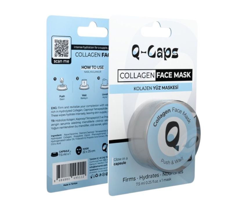 Q-Caps Collagen Boosting Face Mask_1 Антивікова колагенова маска «Collagen Boosting Face Mask» - Зображення 1